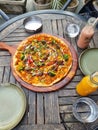 Pizza food vegan drink table lunch dinner cafe outings