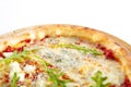 Pizza Four Cheeses or Ai Quattro Formaggi Pizza Royalty Free Stock Photo