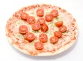 Pizza four cheeses with cherry tomatoes close up isolated Royalty Free Stock Photo