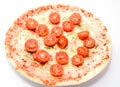 Pizza four cheeses with cherry tomatoes close up isolated Royalty Free Stock Photo