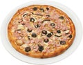 Pizza Franciscana with tomatoes cheese ham and mushrooms Royalty Free Stock Photo