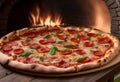 Pizza fresh from the woodfired. Generative AI