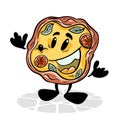 Pizza. Funnny cartoon character. Vector isolated background