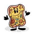 Pizza. Funnny cartoon character. Vector isolated background
