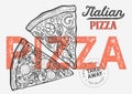 Pizza graphic illustration for italian cuisine restaurant Royalty Free Stock Photo