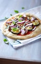 Pizza with grilled zucchini