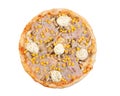 Pizza with ham, cheese, mayonnaise, mushrooms and corn Royalty Free Stock Photo