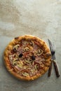 Pizza with ham, cheese and mushrooms Royalty Free Stock Photo