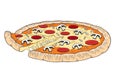 Pizza ham, mushroom - illustration/ clipart Royalty Free Stock Photo