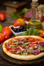 Pizza with ham, mushrooms and cheese Royalty Free Stock Photo