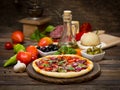 Pizza with ham, mushrooms and cheese Royalty Free Stock Photo