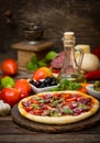 Pizza with ham, mushrooms and cheese Royalty Free Stock Photo