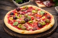 Pizza with ham, mushrooms and cheese Royalty Free Stock Photo