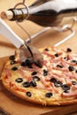 Pizza with ham and olives Royalty Free Stock Photo