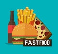 Pizza hamburger and fast food design