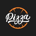 Pizza hand written lettering logo, label, badge.