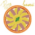 Pizza hawaii on white background