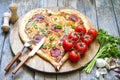 Pizza heart shape with cheese and tomato