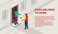Pizza home delivery concept banner, isometric style Royalty Free Stock Photo