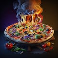 Pizza with hot and yummy load of fresh topping with loads of cheese Royalty Free Stock Photo