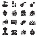 Pizza house icons set