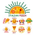 Pizza house logo collection with different toppings and text