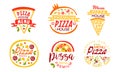 Pizza House Premium Quality Menu Labels Collection, Fast Food Restaurant, Cafe Bright Badges Vector Illustration Royalty Free Stock Photo