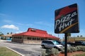 Pizza Hut restaurant in florida,usa with logo stand