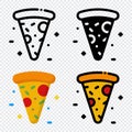 Pizza icon set. Colorful cartoon pizza icon. Pizza slice icon. Pizza logo. Fast food symbol. Vector illustration Royalty Free Stock Photo