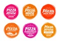 Pizza icons set. Collection labels for menu design restaurant or cafe. Vector illustration Royalty Free Stock Photo