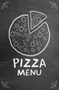 Pizza illustration on blackboard