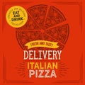 Pizza illustration delivery for italian cuisine restaurant Royalty Free Stock Photo