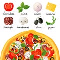 Pizza and ingredients Royalty Free Stock Photo