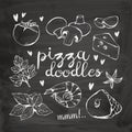 Pizza ingredients doodles Royalty Free Stock Photo