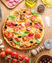 Pizza and ingredients. Food background