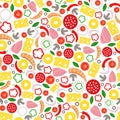 Pizza ingredients seamless pattern