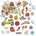 Pizza ingridients colorful design vector