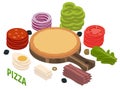 Pizza Isometric Composition Royalty Free Stock Photo