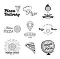 Pizza. Italian Food. Pizza. Food delivery. The Pizza Restaurant. Set of Labels and Badges Pizza. Vector Illustration Pizza.