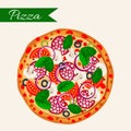 Pizza italiana vector illustration. Flat design Royalty Free Stock Photo