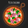 Pizza italiana vector illustration. Flat design Royalty Free Stock Photo