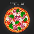 Pizza italiana vector illustration. Flat design Royalty Free Stock Photo