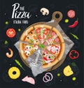 The Pizza Itallian slices without background. Vector graphics Royalty Free Stock Photo