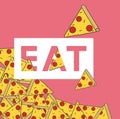 Pizza Junk Food Word Icon Concept