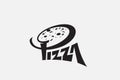 pizza lettering logo. pizza logo template with a combination of pizza lettering and a pizza on the letter P