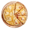 Pizza on light wooden background top view. Isolated Royalty Free Stock Photo