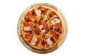 Pizza on light wooden background top view Royalty Free Stock Photo