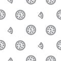 Pizza line icon seamless vector pattern.