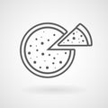 Pizza line icon on white background, vector