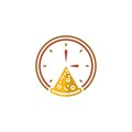 Pizza logo icon design, vector illustration, Pizza with Clock Concept design logo. Food logo template Royalty Free Stock Photo